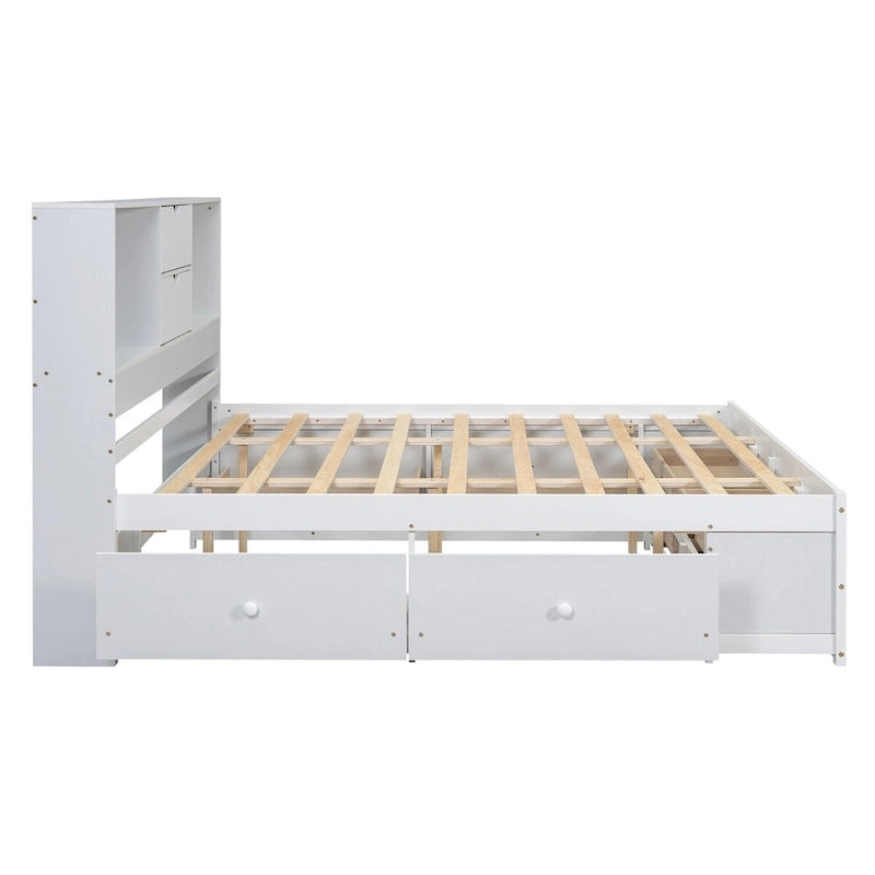 Queen Size Platform Bed with Storage Headboard