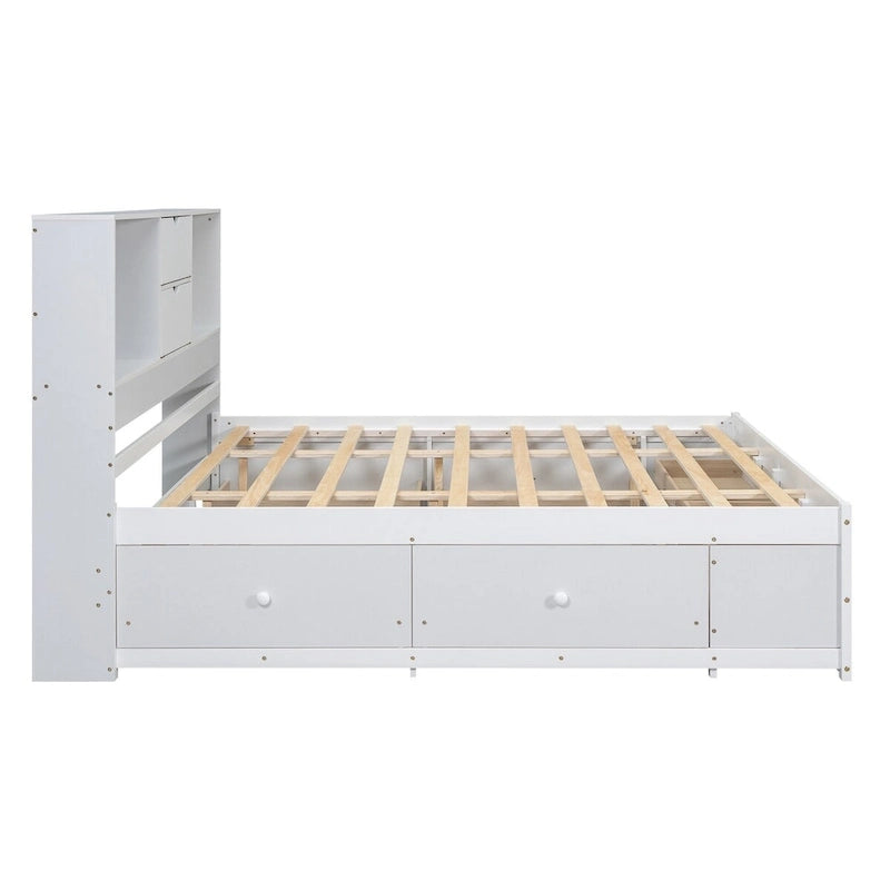 Queen Size Platform Bed with Storage Headboard
