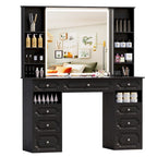 White/ Black Makeup Vanity with Lighted Mirror,Extra Large Vanity Desk with 9 Drawers,European Style Vanities