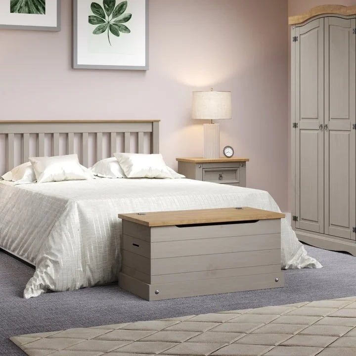 Wood Storage Trunk Ottoman Corona Gray
