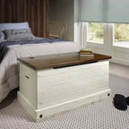 Wood Storage Trunk Ottoman Corona Gray
