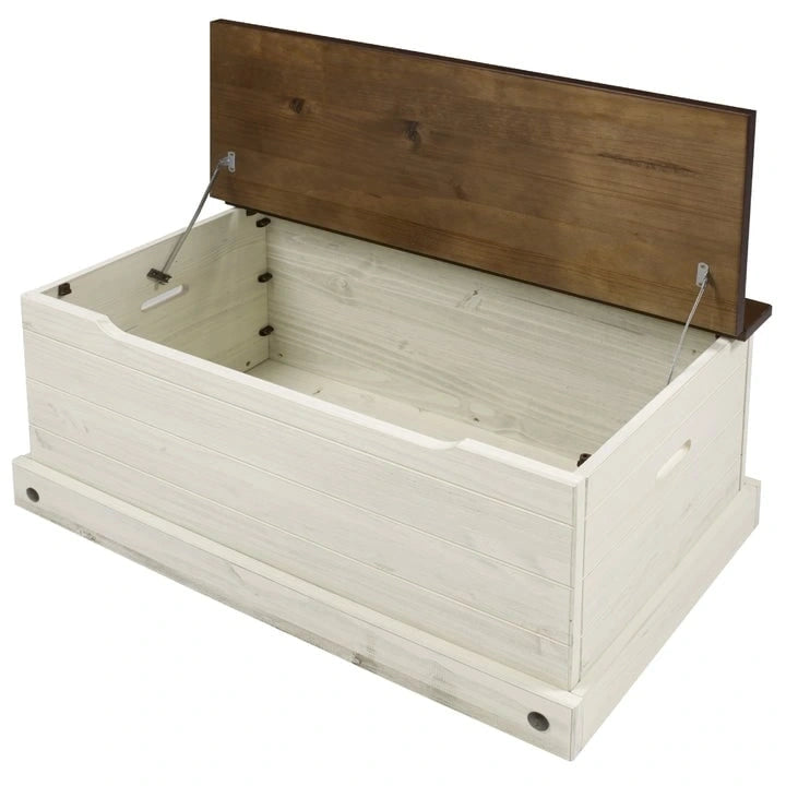 Wood Storage Trunk Ottoman Corona Gray