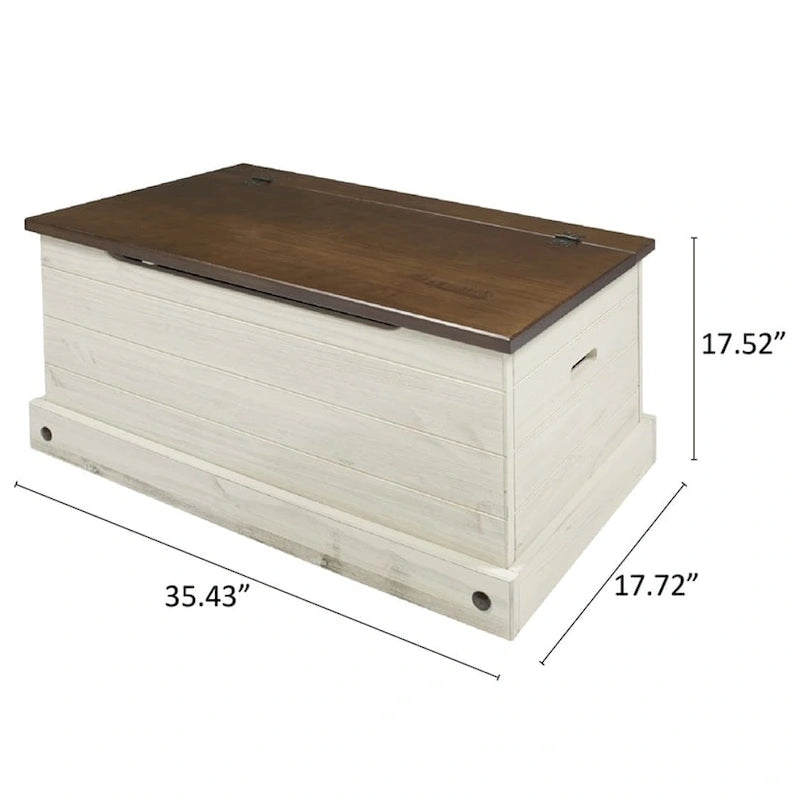 Wood Storage Trunk Ottoman Corona Gray