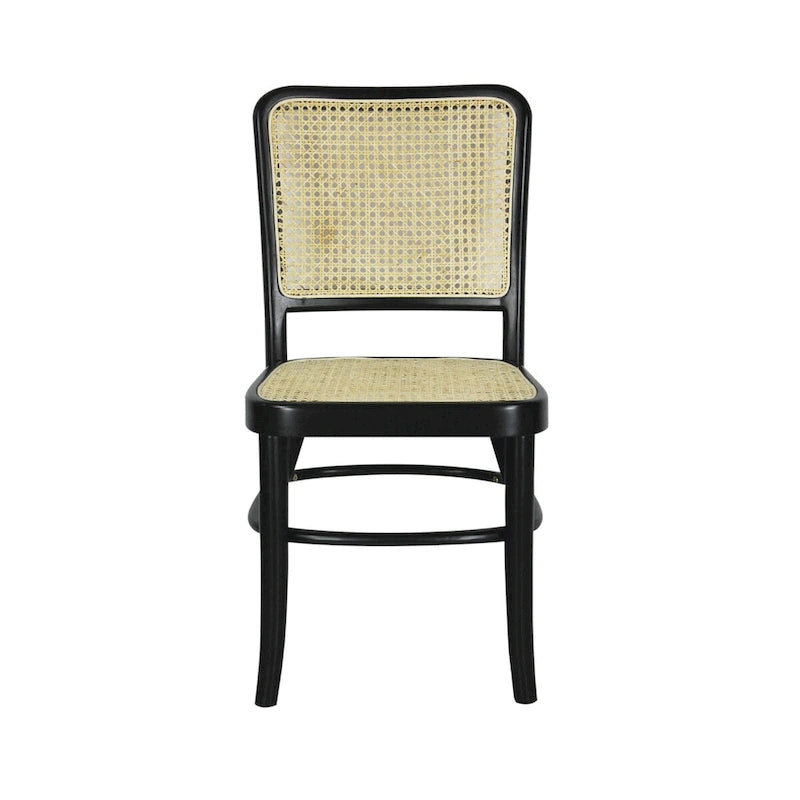 Cukor Mid-Century Vintage Wood Rattan Dining Chair, Natural (Set of 2) by JONATHAN Y
