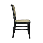Cukor Mid-Century Vintage Wood Rattan Dining Chair, Natural (Set of 2) by JONATHAN Y
