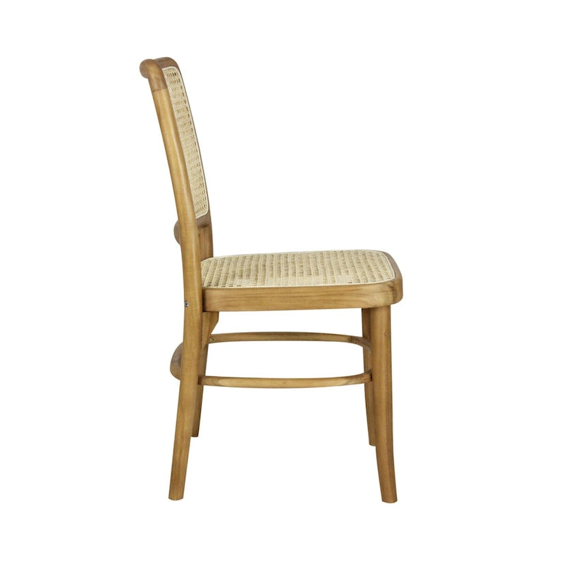 Cukor Mid-Century Vintage Wood Rattan Dining Chair, Natural (Set of 2) by JONATHAN Y