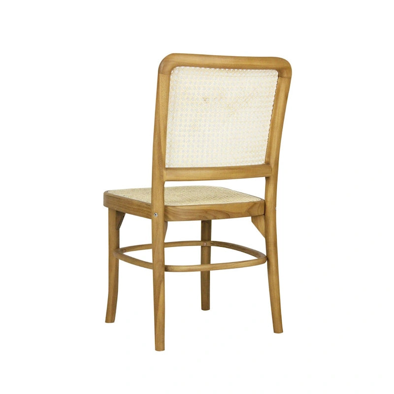Cukor Mid-Century Vintage Wood Rattan Dining Chair, Natural (Set of 2) by JONATHAN Y