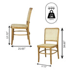 Cukor Mid-Century Vintage Wood Rattan Dining Chair, Natural (Set of 2) by JONATHAN Y