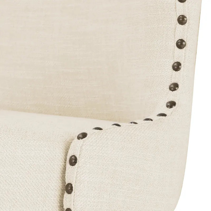 LUE BONA 26 in. Mid-Century Modern Wood Frame Swivel Bar Stools with Faux Leather and Linen Upholstered SeatSet of 4