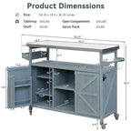 Outdoor Kitchen Island,Rolling Bar Cart & Storage Cabinet,Farmhouse Solid Wood Outdoor Grill Table with Stainless Steel Top