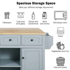 Kitchen Cart With Rubber Wood Drop-Leaf Countertop