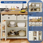 Moasis Rolling Kitchen Island with Storage & Drawers