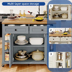 Moasis Rolling Kitchen Island with Storage & Drawers