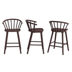 Set of 3 Counter Height Stool 24.in Bar Stools with Solid Wood Frame and Spindle Back for Kitchen Island