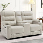 MCombo Electric Power Loveseat Recliner with Console, Power Reclining Sofa with Heat and Vibration, USB Ports, Cup Holders PR624
