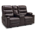 MCombo Electric Power Loveseat Recliner with Console, Power Reclining Sofa with Heat and Vibration, USB Ports, Cup Holders PR624