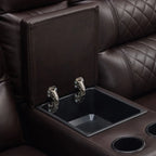 MCombo Electric Power Loveseat Recliner with Console, Power Reclining Sofa with Heat and Vibration, USB Ports, Cup Holders PR624