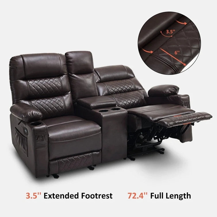 MCombo Electric Power Loveseat Recliner with Console, Power Reclining Sofa with Heat and Vibration, USB Ports, Cup Holders PR624