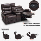 MCombo Electric Power Loveseat Recliner with Console, Power Reclining Sofa with Heat and Vibration, USB Ports, Cup Holders PR624