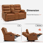 MCombo Electric Power Loveseat Recliner with Console, Power Reclining Sofa with Heat and Vibration, USB Ports, Cup Holders PR624