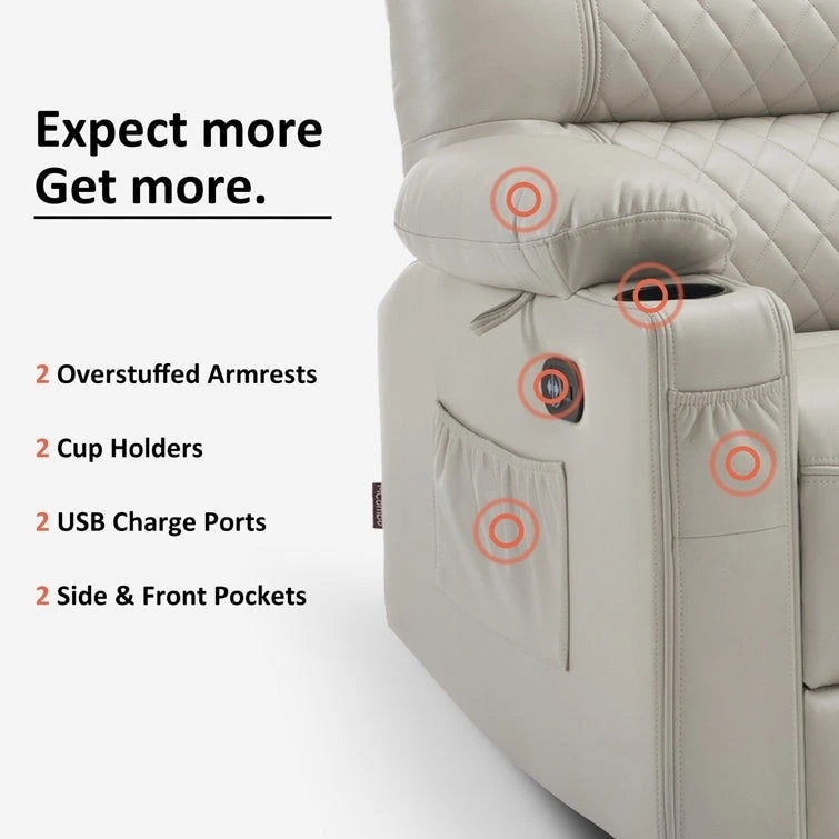 MCombo Electric Power Loveseat Recliner with Console, Power Reclining Sofa with Heat and Vibration, USB Ports, Cup Holders PR624