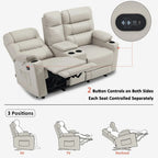 MCombo Electric Power Loveseat Recliner with Console, Power Reclining Sofa with Heat and Vibration, USB Ports, Cup Holders PR624