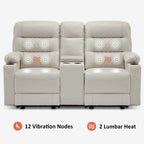 MCombo Electric Power Loveseat Recliner with Console, Power Reclining Sofa with Heat and Vibration, USB Ports, Cup Holders PR624