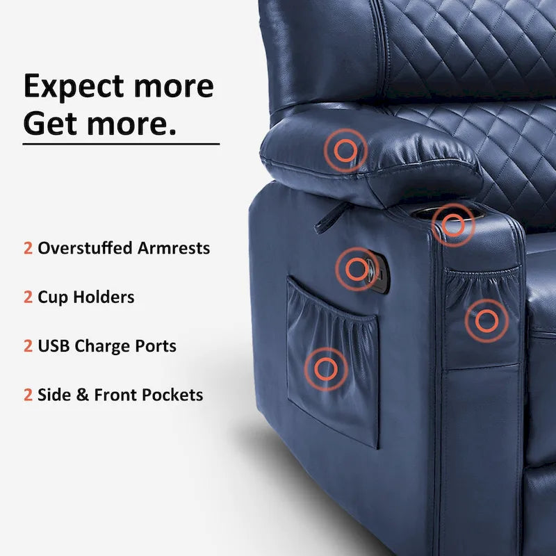 MCombo Electric Power Loveseat Recliner with Console, Power Reclining Sofa with Heat and Vibration, USB Ports, Cup Holders PR624