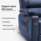 MCombo Electric Power Loveseat Recliner with Console, Power Reclining Sofa with Heat and Vibration, USB Ports, Cup Holders PR624