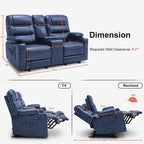 MCombo Electric Power Loveseat Recliner with Console, Power Reclining Sofa with Heat and Vibration, USB Ports, Cup Holders PR624