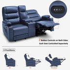 MCombo Electric Power Loveseat Recliner with Console, Power Reclining Sofa with Heat and Vibration, USB Ports, Cup Holders PR624