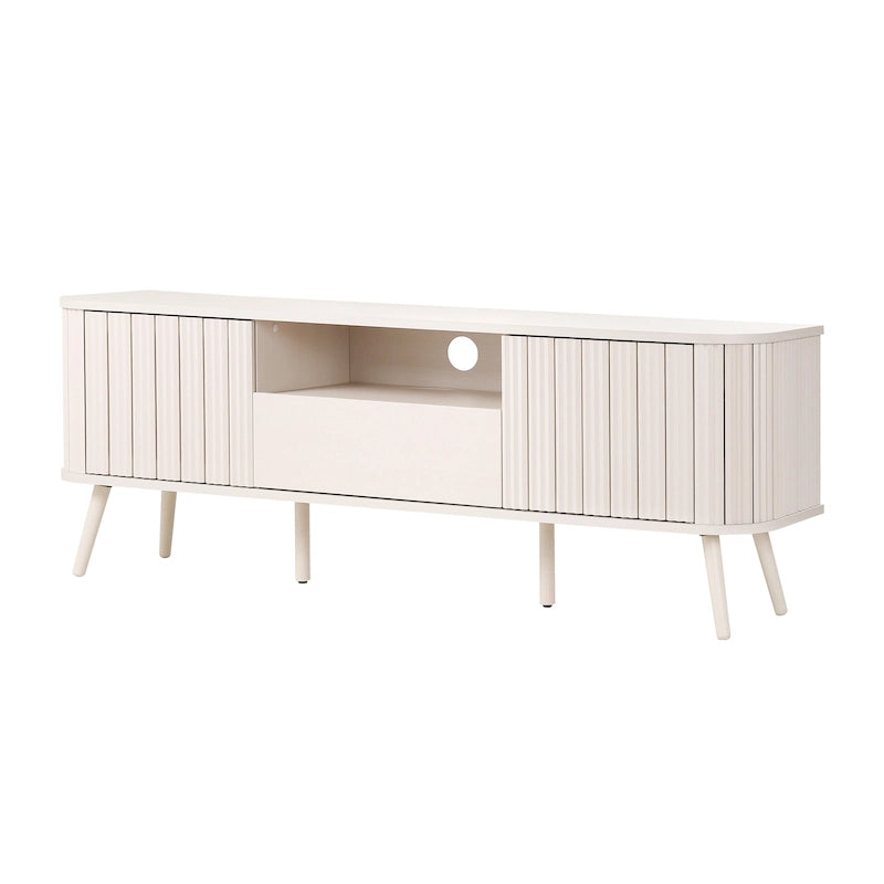 Finley 70 in. Farmhouse Curved TV Stand with Drawer and Storage Doors Fits TVs up to 75 in. with Cable Management, by JONATHAN Y