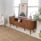 Finley 70 in. Farmhouse Curved TV Stand with Drawer and Storage Doors Fits TVs up to 75 in. with Cable Management, by JONATHAN Y