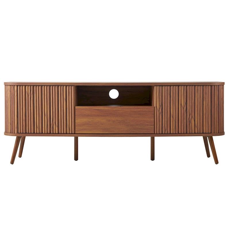 Finley 70 in. Farmhouse Curved TV Stand with Drawer and Storage Doors Fits TVs up to 75 in. with Cable Management, by JONATHAN Y