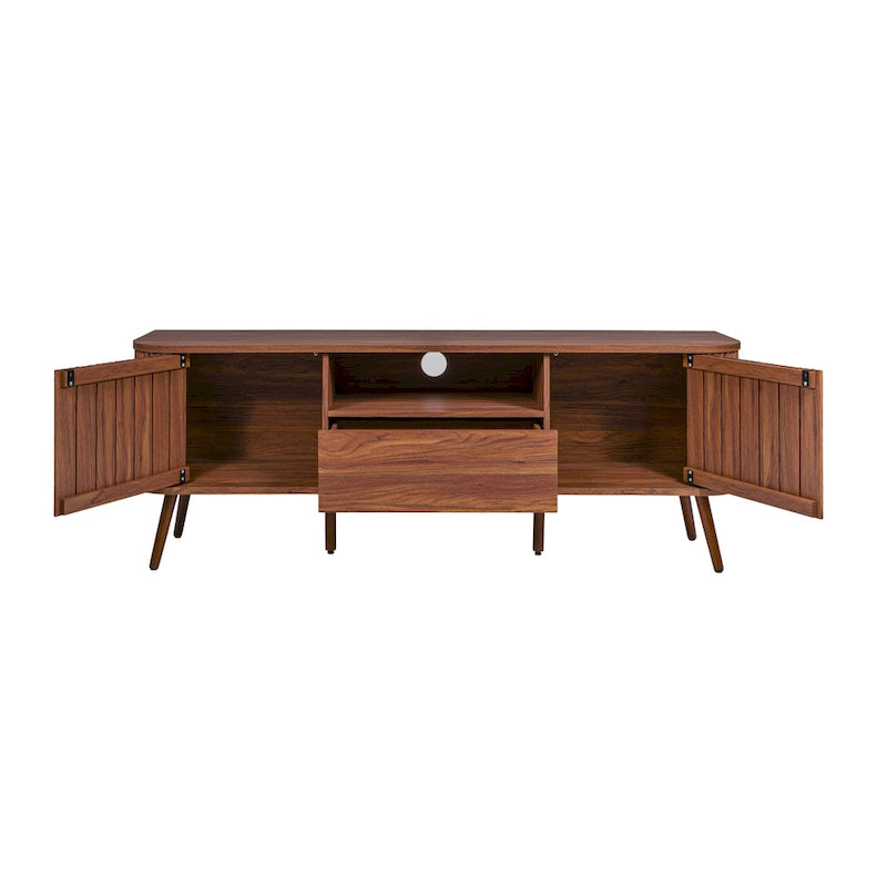 Finley 70 in. Farmhouse Curved TV Stand with Drawer and Storage Doors Fits TVs up to 75 in. with Cable Management, by JONATHAN Y
