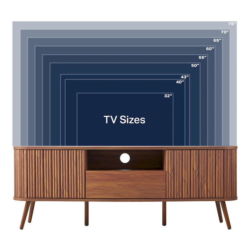 Finley 70 in. Farmhouse Curved TV Stand with Drawer and Storage Doors Fits TVs up to 75 in. with Cable Management, by JONATHAN Y