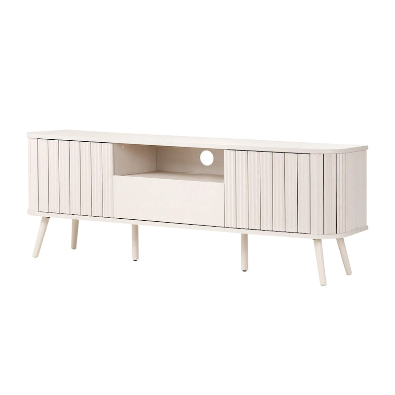 Finley 70 in. Farmhouse Curved TV Stand with Drawer and Storage Doors Fits TVs up to 75 in. with Cable Management, by JONATHAN Y