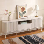 Finley 70 in. Farmhouse Curved TV Stand with Drawer and Storage Doors Fits TVs up to 75 in. with Cable Management, by JONATHAN Y