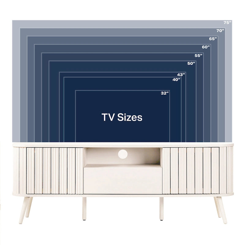 Finley 70 in. Farmhouse Curved TV Stand with Drawer and Storage Doors Fits TVs up to 75 in. with Cable Management, by JONATHAN Y