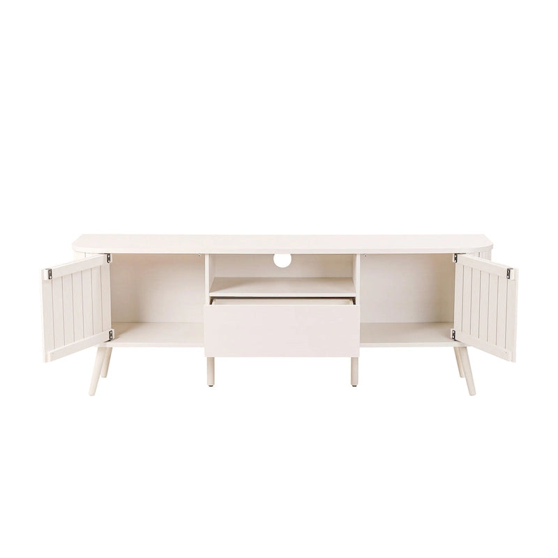 Finley 70 in. Farmhouse Curved TV Stand with Drawer and Storage Doors Fits TVs up to 75 in. with Cable Management, by JONATHAN Y
