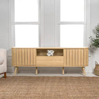 Finley 70 in. Farmhouse Curved TV Stand with Drawer and Storage Doors Fits TVs up to 75 in. with Cable Management, by JONATHAN Y