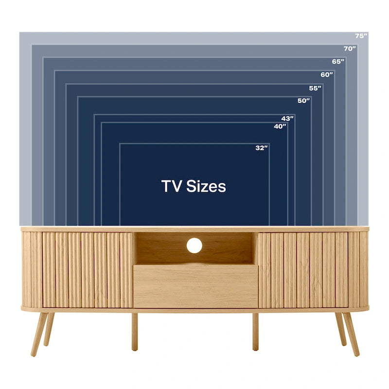 Finley 70 in. Farmhouse Curved TV Stand with Drawer and Storage Doors Fits TVs up to 75 in. with Cable Management, by JONATHAN Y