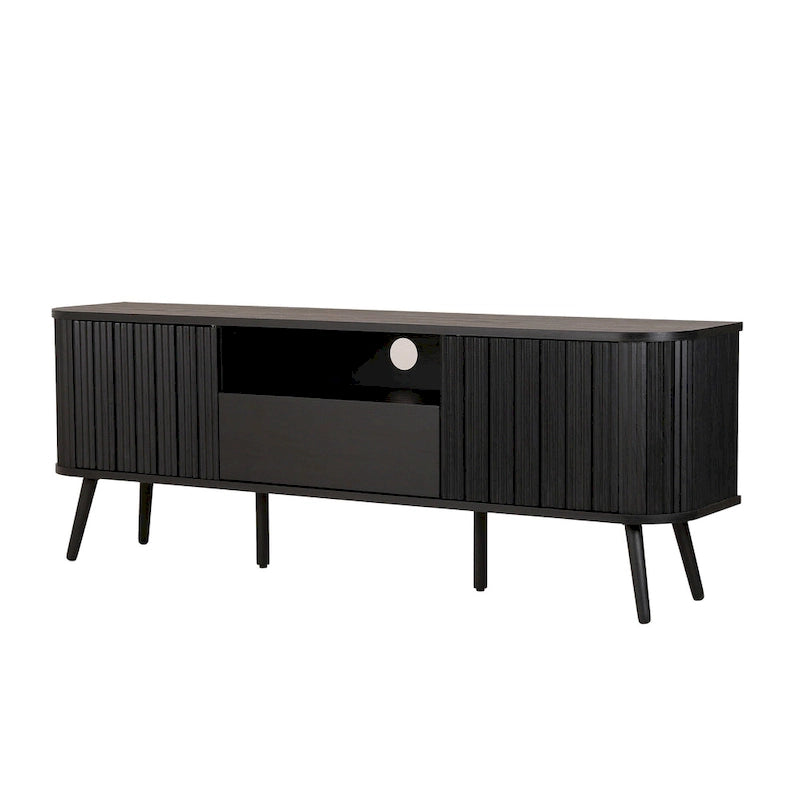 Finley 70 in. Farmhouse Curved TV Stand with Drawer and Storage Doors Fits TVs up to 75 in. with Cable Management, by JONATHAN Y