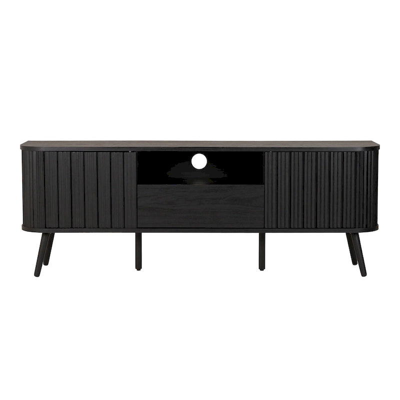 Finley 70 in. Farmhouse Curved TV Stand with Drawer and Storage Doors Fits TVs up to 75 in. with Cable Management, by JONATHAN Y