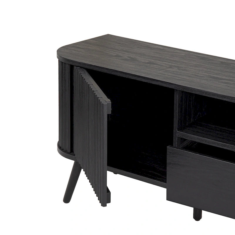 Finley 70 in. Farmhouse Curved TV Stand with Drawer and Storage Doors Fits TVs up to 75 in. with Cable Management, by JONATHAN Y