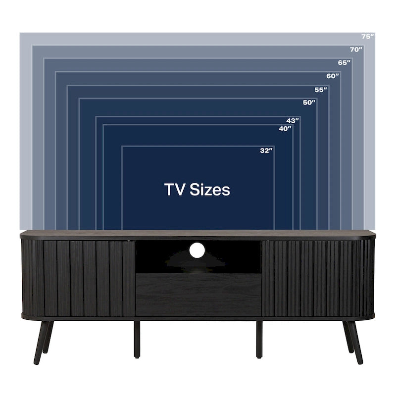 Finley 70 in. Farmhouse Curved TV Stand with Drawer and Storage Doors Fits TVs up to 75 in. with Cable Management, by JONATHAN Y