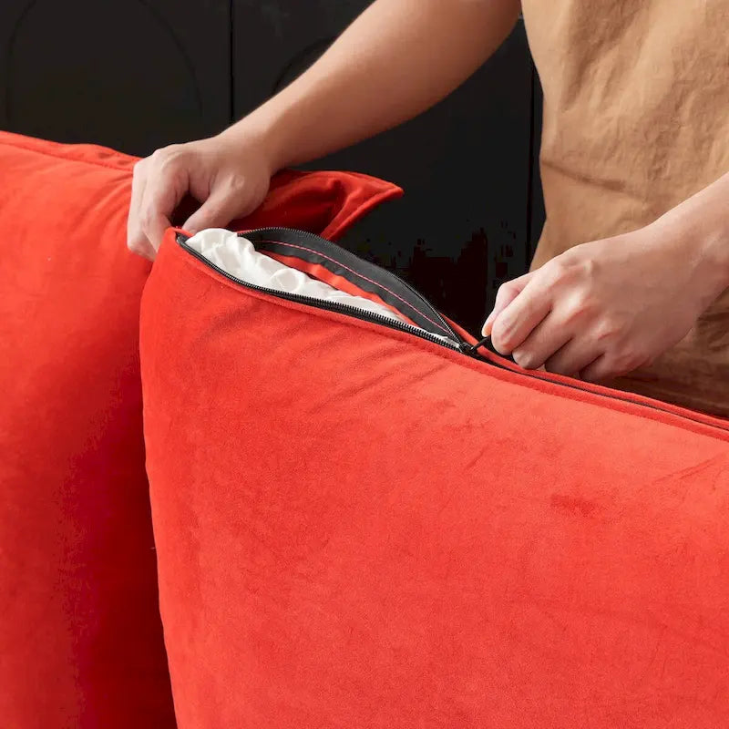 Cloud Sectional Sofa Down Feather Modular Couch L-shaped Velvet Wide Deep Seat Convertible Sofa.