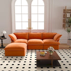 Cloud Sectional Sofa Down Feather Modular Couch L-shaped Velvet Wide Deep Seat Convertible Sofa.