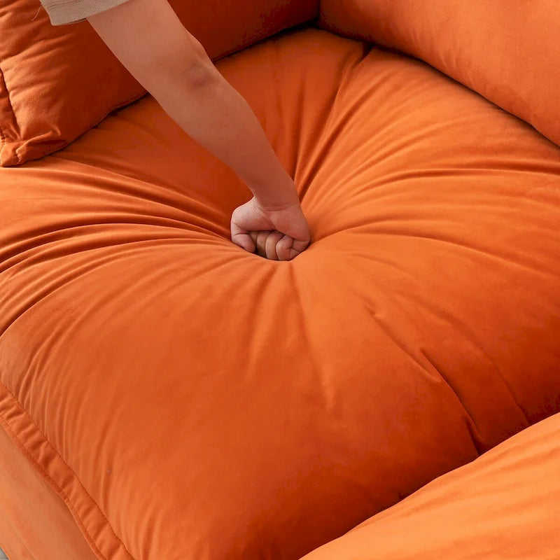 Cloud Sectional Sofa Down Feather Modular Couch L-shaped Velvet Wide Deep Seat Convertible Sofa.