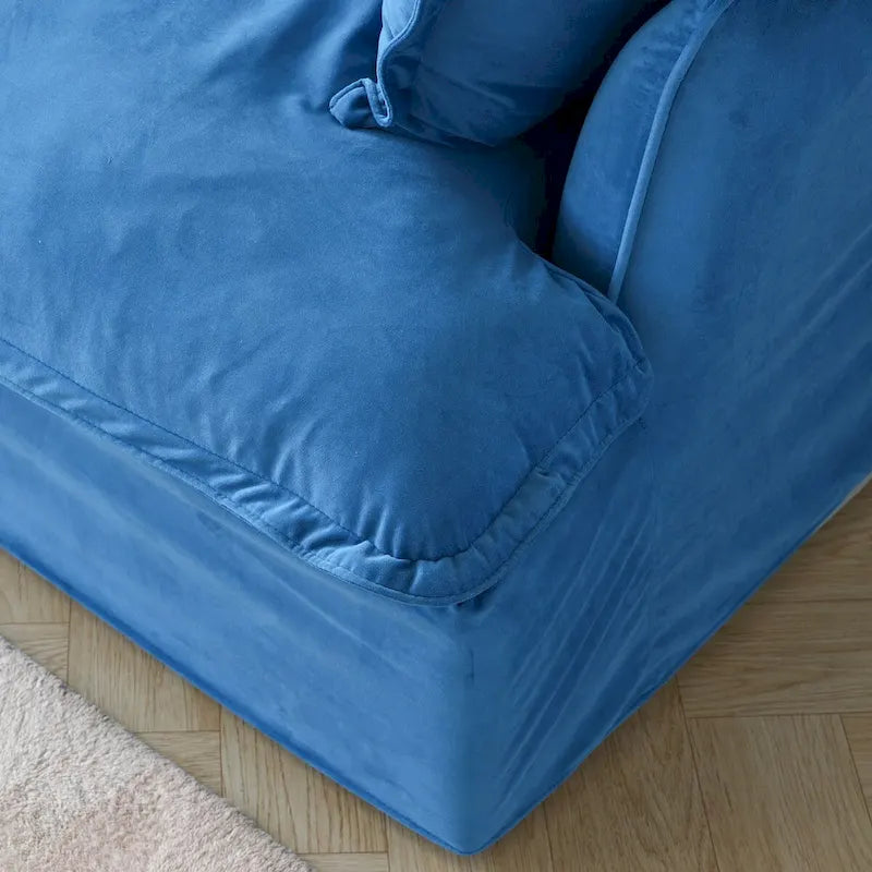 Cloud Sectional Sofa Down Feather Modular Couch L-shaped Velvet Wide Deep Seat Convertible Sofa.